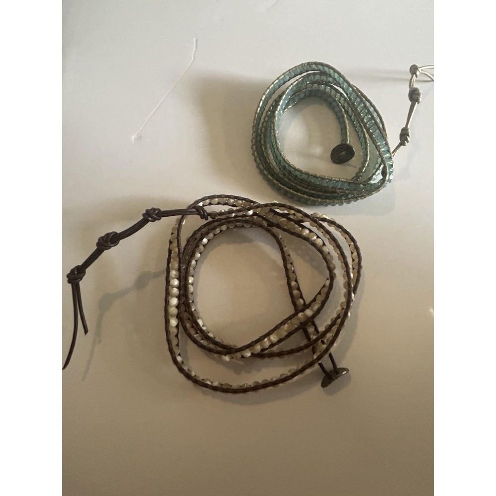 Lot Of Two Chan Luu 5-Wrap Beaded Leather Bracelet – 32"-34" Boho Chic